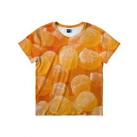 Детская футболка 3D с принтом Апельсиновый мармелад в Кировске, 100% гипоаллергенный полиэфир | прямой крой, круглый вырез горловины, длина до линии бедер, чуть спущенное плечо, ткань немного тянется | 