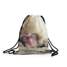 Рюкзак-мешок 3D с принтом Обезьянка спит в Кировске, 100% полиэстер | плотность ткани — 200 г/м2, размер — 35 х 45 см; лямки — толстые шнурки, застежка на шнуровке, без карманов и подкладки | Тематика изображения на принте: бабуин | животное | обезьяна | орангутанг | примат