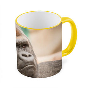 Кружка 3D с принтом Обезьяна в Кировске, керамика | ёмкость 330 мл | Тематика изображения на принте: горилла | животное | обезьяна | примат