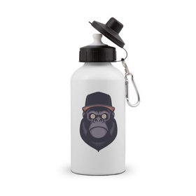 Бутылка спортивная с принтом Гипноз гориллы в Кировске, металл | емкость — 500 мл, в комплекте две пластиковые крышки и карабин для крепления | 