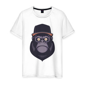 Мужская футболка хлопок с принтом Гипноз гориллы в Кировске, 100% хлопок | прямой крой, круглый вырез горловины, длина до линии бедер, слегка спущенное плечо. | 