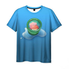 Мужская футболка 3D с принтом Bucket в Кировске, 100% полиэфир | прямой крой, круглый вырез горловины, длина до линии бедер | Тематика изображения на принте: anime | ponyo | аниме | миядзаки | поньо | рыбка
