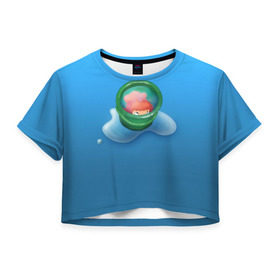 Женская футболка 3D укороченная с принтом Bucket в Кировске, 100% полиэстер | круглая горловина, длина футболки до линии талии, рукава с отворотами | anime | ponyo | аниме | миядзаки | поньо | рыбка