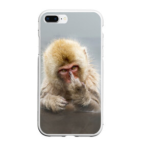 Чехол для iPhone 7Plus/8 Plus матовый с принтом Японская макака в Кировске, Силикон | Область печати: задняя сторона чехла, без боковых панелей | макак | мартышка | обезьяна | палец | япония