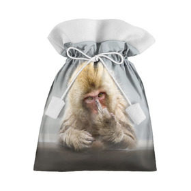 Подарочный 3D мешок с принтом Японская макака в Кировске, 100% полиэстер | Размер: 29*39 см | макак | мартышка | обезьяна | палец | япония