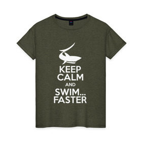 Женская футболка хлопок с принтом swim в Кировске, 100% хлопок | прямой крой, круглый вырез горловины, длина до линии бедер, слегка спущенное плечо | swim | swimming | плавание | пловец