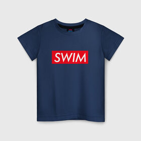 Детская футболка хлопок с принтом swim в Кировске, 100% хлопок | круглый вырез горловины, полуприлегающий силуэт, длина до линии бедер | swim | swimming | плавание | пловец