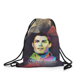 Рюкзак-мешок 3D с принтом Cristiano Ronaldo в Кировске, 100% полиэстер | плотность ткани — 200 г/м2, размер — 35 х 45 см; лямки — толстые шнурки, застежка на шнуровке, без карманов и подкладки | 