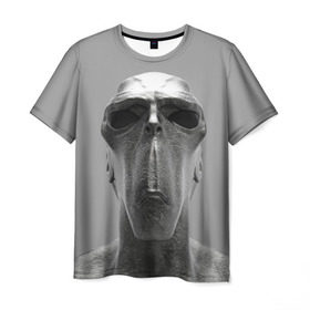 Мужская футболка 3D с принтом Гуманоид в Кировске, 100% полиэфир | прямой крой, круглый вырез горловины, длина до линии бедер | head | humanoid | sculpture | голова | идол | инопланетянин | истукан | космос | скульптура | статуя