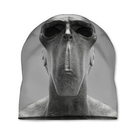 Шапка 3D с принтом Гуманоид в Кировске, 100% полиэстер | универсальный размер, печать по всей поверхности изделия | head | humanoid | sculpture | голова | идол | инопланетянин | истукан | космос | скульптура | статуя