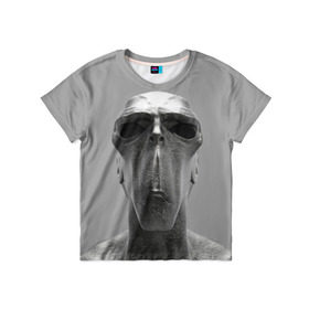 Детская футболка 3D с принтом Гуманоид в Кировске, 100% гипоаллергенный полиэфир | прямой крой, круглый вырез горловины, длина до линии бедер, чуть спущенное плечо, ткань немного тянется | head | humanoid | sculpture | голова | идол | инопланетянин | истукан | космос | скульптура | статуя