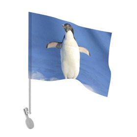 Флаг для автомобиля с принтом Пингвин в Кировске, 100% полиэстер | Размер: 30*21 см | айсберг | антарктида | антарктика | арктика | буревестник | глупый | императорский | клюв | королевский | крылья | ласты | лёд | линукс | океан | пилигрим | полюс | птица | север | снег | умка | фрак