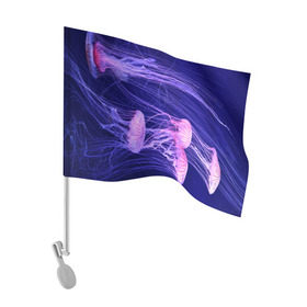 Флаг для автомобиля с принтом Розовые медузы в Кировске, 100% полиэстер | Размер: 30*21 см | аквариум | вода | дайвинг | милые | море | океан | плывет | подводный мир | рыбалка | рыбка | рыбы | стая | фауна