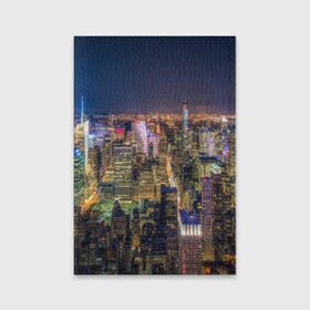 Обложка для паспорта матовая кожа с принтом Ночной город 3 в Кировске, натуральная матовая кожа | размер 19,3 х 13,7 см; прозрачные пластиковые крепления | Тематика изображения на принте: город | здания | небо | ночь | свет
