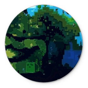 Коврик круглый с принтом Minecraft the Game в Кировске, резина и полиэстер | круглая форма, изображение наносится на всю лицевую часть | 3d | game | minecraft | башни | дорога | игры | песочница | светильник | тотем | храм | человечки