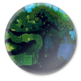Значок с принтом Minecraft the Game в Кировске,  металл | круглая форма, металлическая застежка в виде булавки | 3d | game | minecraft | башни | дорога | игры | песочница | светильник | тотем | храм | человечки