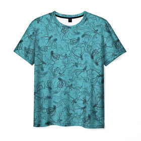 Мужская футболка 3D с принтом Осьминоги в Кировске, 100% полиэфир | прямой крой, круглый вырез горловины, длина до линии бедер | дайвинг | кракен | ктулху | малюск | море | океан | осьминог | паттерн | рыбалка | спрут
