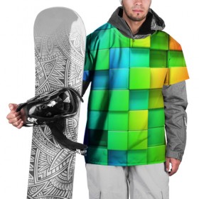 Накидка на куртку 3D с принтом Пазлы в Кировске, 100% полиэстер |  | абстракция | годнота | зеленый. кубы | пазлы | радуга | яркий