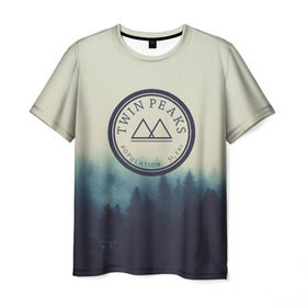 Мужская футболка 3D с принтом Twin Peaks в Кировске, 100% полиэфир | прямой крой, круглый вырез горловины, длина до линии бедер | twin peaks твин пикс | годнота | девид линч | лес | лора палмер | сова | туман