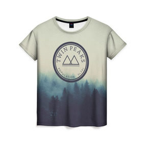 Женская футболка 3D с принтом Twin Peaks в Кировске, 100% полиэфир ( синтетическое хлопкоподобное полотно) | прямой крой, круглый вырез горловины, длина до линии бедер | twin peaks твин пикс | годнота | девид линч | лес | лора палмер | сова | туман