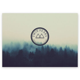 Поздравительная открытка с принтом Twin Peaks в Кировске, 100% бумага | плотность бумаги 280 г/м2, матовая, на обратной стороне линовка и место для марки
 | twin peaks твин пикс | годнота | девид линч | лес | лора палмер | сова | туман