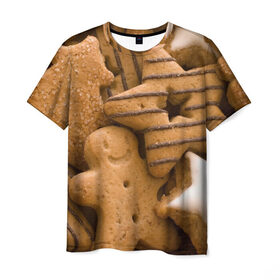 Мужская футболка 3D с принтом Печенье 4 в Кировске, 100% полиэфир | прямой крой, круглый вырез горловины, длина до линии бедер | выпечка | десерт | еда | печенье | сладкое | текстуры