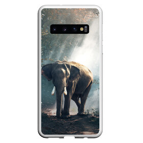 Чехол для Samsung Galaxy S10 с принтом Слон в лесу в Кировске, Силикон | Область печати: задняя сторона чехла, без боковых панелей | африка | африканский | бивни | большой | гигант джунгли | зоопарк | индийский | индия | лесной великан | мамонт | огромный | саванна | сафари | серый | слон | слоненок | слониха | стадо | уши | хобот