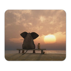 Коврик прямоугольный с принтом Слон с собакой на лавке, закат в Кировске, натуральный каучук | размер 230 х 185 мм; запечатка лицевой стороны | Тематика изображения на принте: 