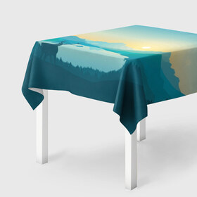 Скатерть 3D с принтом Природа в Кировске, 100% полиэстер (ткань не мнется и не растягивается) | Размер: 150*150 см | горы | графика | закат | лес | олень | природа | рисунок