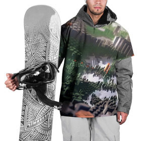 Накидка на куртку 3D с принтом Объемный эквалайзер в Кировске, 100% полиэстер |  | Тематика изображения на принте: 3д | графика | зеленый | объемный | оранжевый | эквалайзер