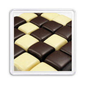 Магнит 55*55 с принтом Шоколадные конфеты в Кировске, Пластик | Размер: 65*65 мм; Размер печати: 55*55 мм | Тематика изображения на принте: десерт | еда | конфеты | сладкое | структуры | шахматы | шоколад