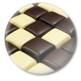 Значок с принтом Шоколадные конфеты в Кировске,  металл | круглая форма, металлическая застежка в виде булавки | десерт | еда | конфеты | сладкое | структуры | шахматы | шоколад