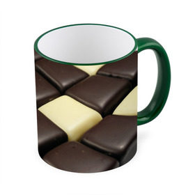 Кружка 3D с принтом Шоколадные конфеты в Кировске, керамика | ёмкость 330 мл | Тематика изображения на принте: десерт | еда | конфеты | сладкое | структуры | шахматы | шоколад