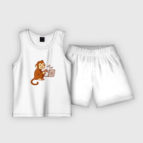 Детская пижама с шортами хлопок с принтом Codefest 17_6 в Кировске,  |  | codefest | tap | админ | код | кодефест | кодфест | ноутбук | обезьяна | программирование | программист | тап