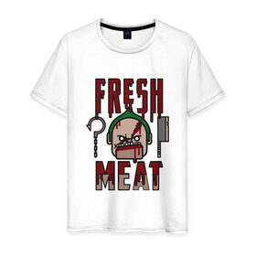 Мужская футболка хлопок с принтом Dota 2 - Fresh Meat в Кировске, 100% хлопок | прямой крой, круглый вырез горловины, длина до линии бедер, слегка спущенное плечо. | dota | dota2 | game | online | дота | игра | крюк | онлайн | пудж | стратегия | хук