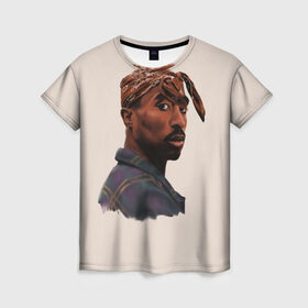 Женская футболка 3D с принтом Tupac в Кировске, 100% полиэфир ( синтетическое хлопкоподобное полотно) | прямой крой, круглый вырез горловины, длина до линии бедер | 2pac | rap | shakur | tupac | рэп | тупак | шакур
