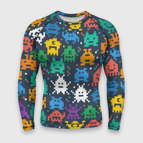 Мужской рашгард 3D с принтом Монстры пиксели в Кировске,  |  | camo | camouflage | game | halloween | minecraft | pacman | pixel | space invaders | игра | камуфляж | классика | майнкрафт | монстры | пиксели | пиксель | хэллоуин