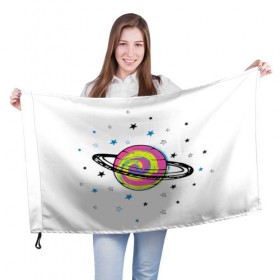 Флаг 3D с принтом Планета в Кировске, 100% полиэстер | плотность ткани — 95 г/м2, размер — 67 х 109 см. Принт наносится с одной стороны | звезда | звезды | космос | планета | планеты | ракета | ракеты