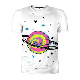 Мужская футболка 3D спортивная с принтом Планета в Кировске, 100% полиэстер с улучшенными характеристиками | приталенный силуэт, круглая горловина, широкие плечи, сужается к линии бедра | звезда | звезды | космос | планета | планеты | ракета | ракеты