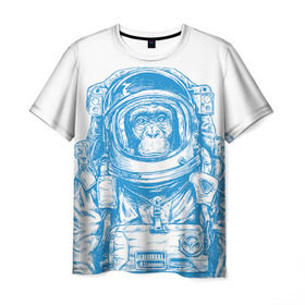 Мужская футболка 3D с принтом Космомакака в Кировске, 100% полиэфир | прямой крой, круглый вырез горловины, длина до линии бедер | Тематика изображения на принте: день космонавтики | звезда | звезды | космонавт | космонавты | космос | планета | планеты | ракета | ракеты