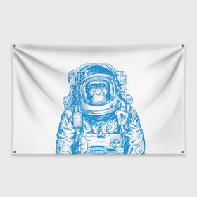 Флаг-баннер с принтом Космомакака в Кировске, 100% полиэстер | размер 67 х 109 см, плотность ткани — 95 г/м2; по краям флага есть четыре люверса для крепления | день космонавтики | звезда | звезды | космонавт | космонавты | космос | планета | планеты | ракета | ракеты