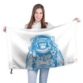 Флаг 3D с принтом Космомакака в Кировске, 100% полиэстер | плотность ткани — 95 г/м2, размер — 67 х 109 см. Принт наносится с одной стороны | день космонавтики | звезда | звезды | космонавт | космонавты | космос | планета | планеты | ракета | ракеты