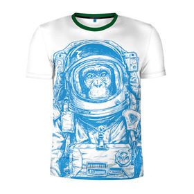 Мужская футболка 3D спортивная с принтом Космомакака в Кировске, 100% полиэстер с улучшенными характеристиками | приталенный силуэт, круглая горловина, широкие плечи, сужается к линии бедра | день космонавтики | звезда | звезды | космонавт | космонавты | космос | планета | планеты | ракета | ракеты