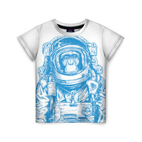 Детская футболка 3D с принтом Космомакака в Кировске, 100% гипоаллергенный полиэфир | прямой крой, круглый вырез горловины, длина до линии бедер, чуть спущенное плечо, ткань немного тянется | день космонавтики | звезда | звезды | космонавт | космонавты | космос | планета | планеты | ракета | ракеты