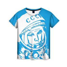 Женская футболка 3D с принтом Гагарин 1 в Кировске, 100% полиэфир ( синтетическое хлопкоподобное полотно) | прямой крой, круглый вырез горловины, длина до линии бедер | гагарин | день космонавтики | звезды | космос