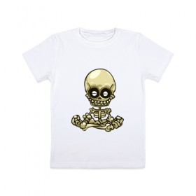 Детская футболка хлопок с принтом Медитация в Кировске, 100% хлопок | круглый вырез горловины, полуприлегающий силуэт, длина до линии бедер | Тематика изображения на принте: йога | медитация | скелет | череп
