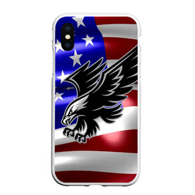 Чехол для iPhone XS Max матовый с принтом Флаг США с орлом в Кировске, Силикон | Область печати: задняя сторона чехла, без боковых панелей | usa | америка | белоголовый | герб | государство | доллар | дядя сэм | звездно полосатый флаг | лысый | нато | оон | орел | птица | свобода | символ | соединённые штаты америки | страна | сша | штат