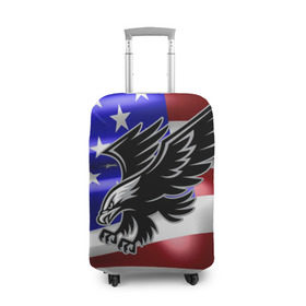 Чехол для чемодана 3D с принтом Флаг США с орлом в Кировске, 86% полиэфир, 14% спандекс | двустороннее нанесение принта, прорези для ручек и колес | usa | америка | белоголовый | герб | государство | доллар | дядя сэм | звездно полосатый флаг | лысый | нато | оон | орел | птица | свобода | символ | соединённые штаты америки | страна | сша | штат