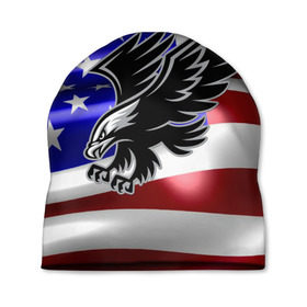 Шапка 3D с принтом Флаг США с орлом в Кировске, 100% полиэстер | универсальный размер, печать по всей поверхности изделия | usa | америка | белоголовый | герб | государство | доллар | дядя сэм | звездно полосатый флаг | лысый | нато | оон | орел | птица | свобода | символ | соединённые штаты америки | страна | сша | штат