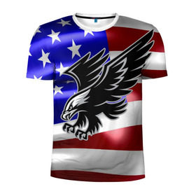 Мужская футболка 3D спортивная с принтом Флаг США с орлом в Кировске, 100% полиэстер с улучшенными характеристиками | приталенный силуэт, круглая горловина, широкие плечи, сужается к линии бедра | usa | америка | белоголовый | герб | государство | доллар | дядя сэм | звездно полосатый флаг | лысый | нато | оон | орел | птица | свобода | символ | соединённые штаты америки | страна | сша | штат